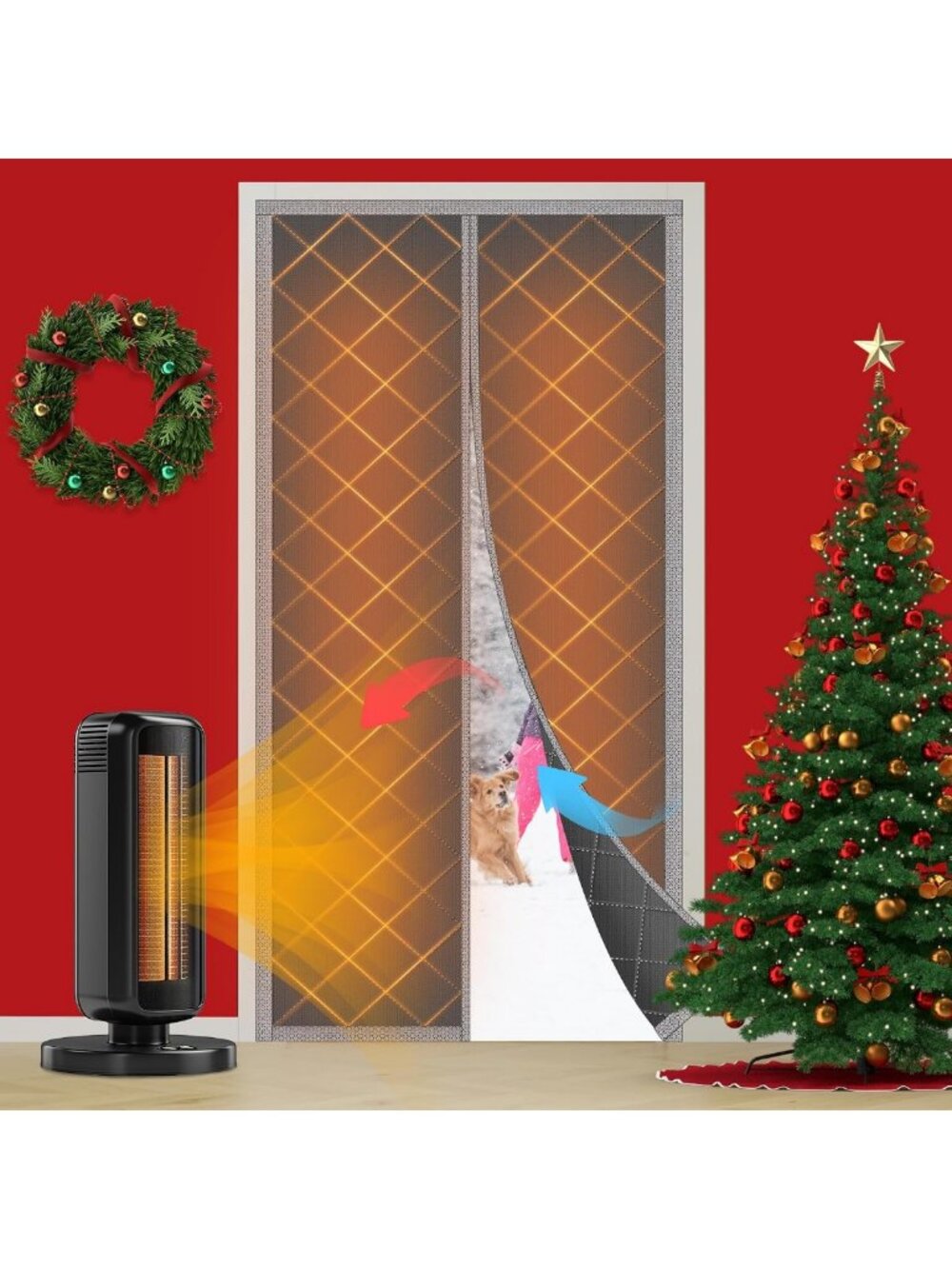 Magnetic Thermal Insulated Door Curtain 32"x80" - Waterproof, Windproof, Durable